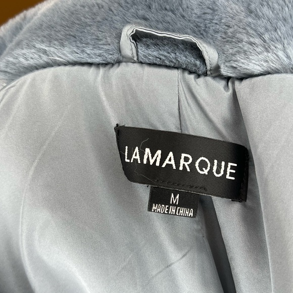 Lamarque Linnea Faux Fur Dusty Blue Buttery Soft Luxury Coat. Size Medium. - Picture 7 of 14